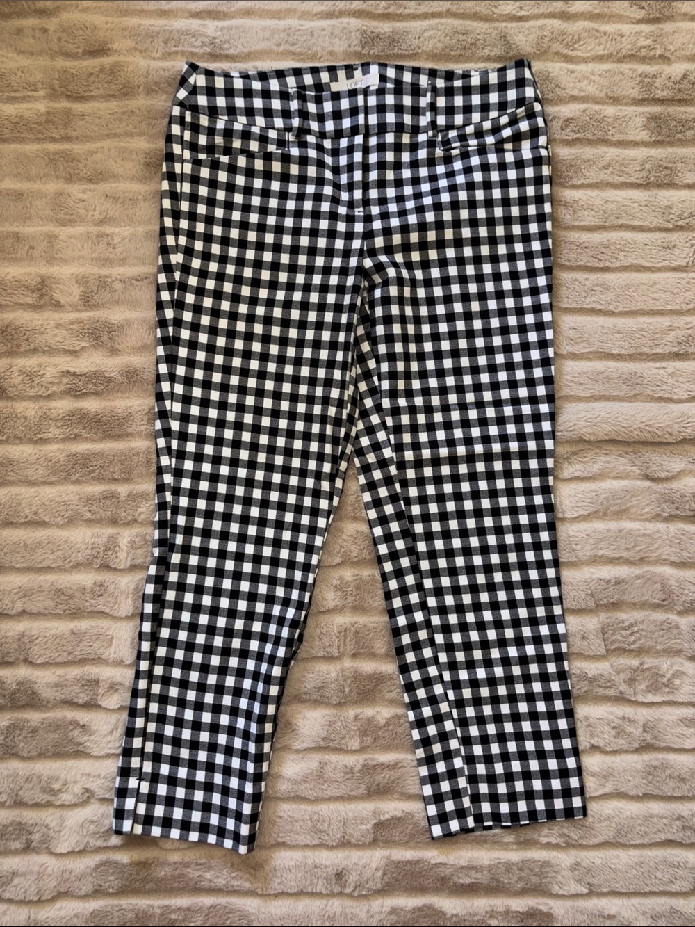 LOFT Black and White Gingham Pants